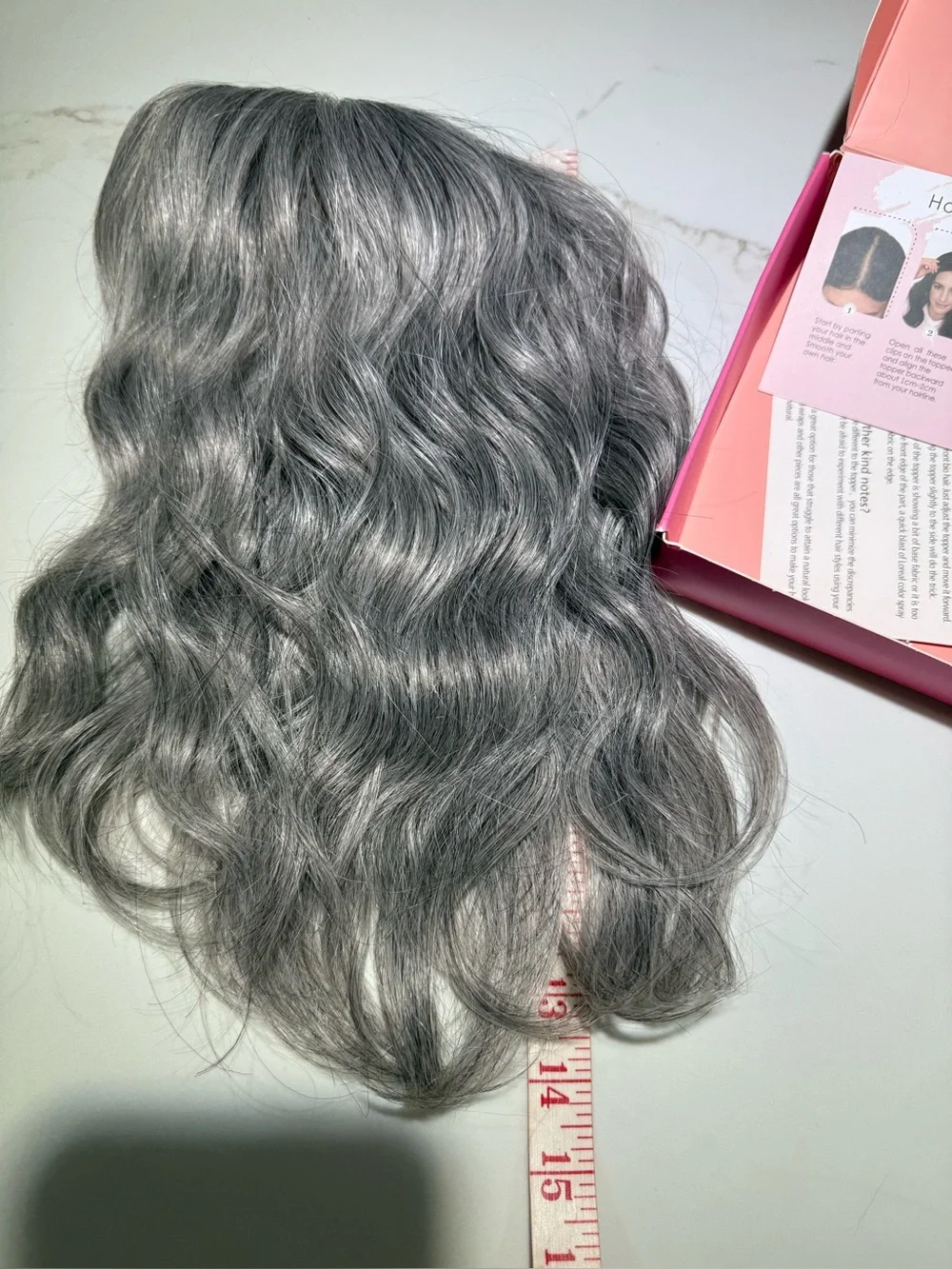 HAIR, 14” Wavy Topper, Center Part, Gray/Silver/Salt & Pepper